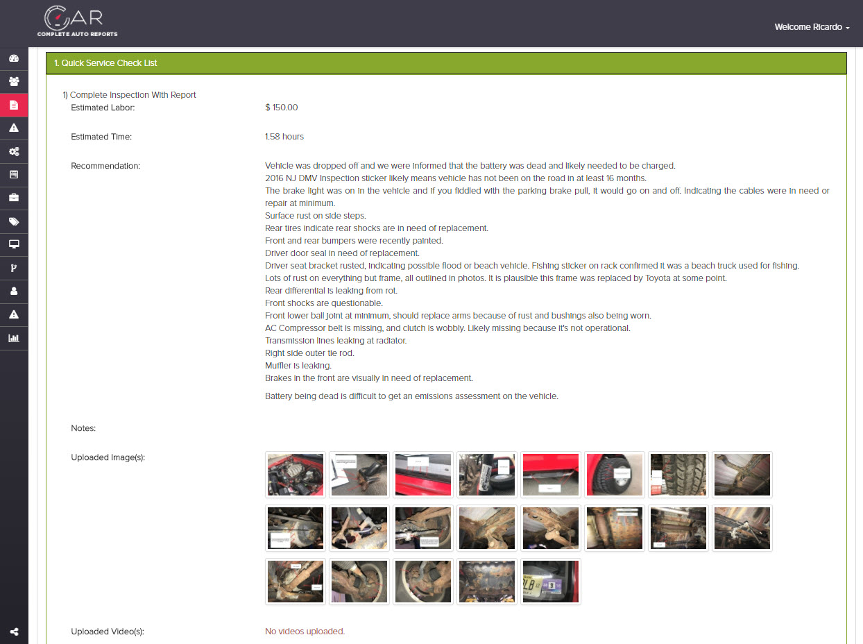 screenshot of Complete Auto Reports (CAR)